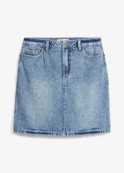 bonprix bonprix Faldas>Falda vaquera poco elástica de talle medio azul medio denim usado