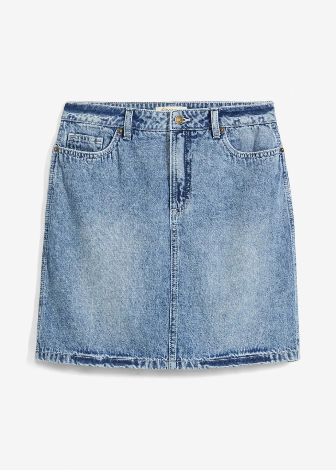 bonprix bonprix Faldas>Falda vaquera poco elástica de talle medio azul medio denim usado