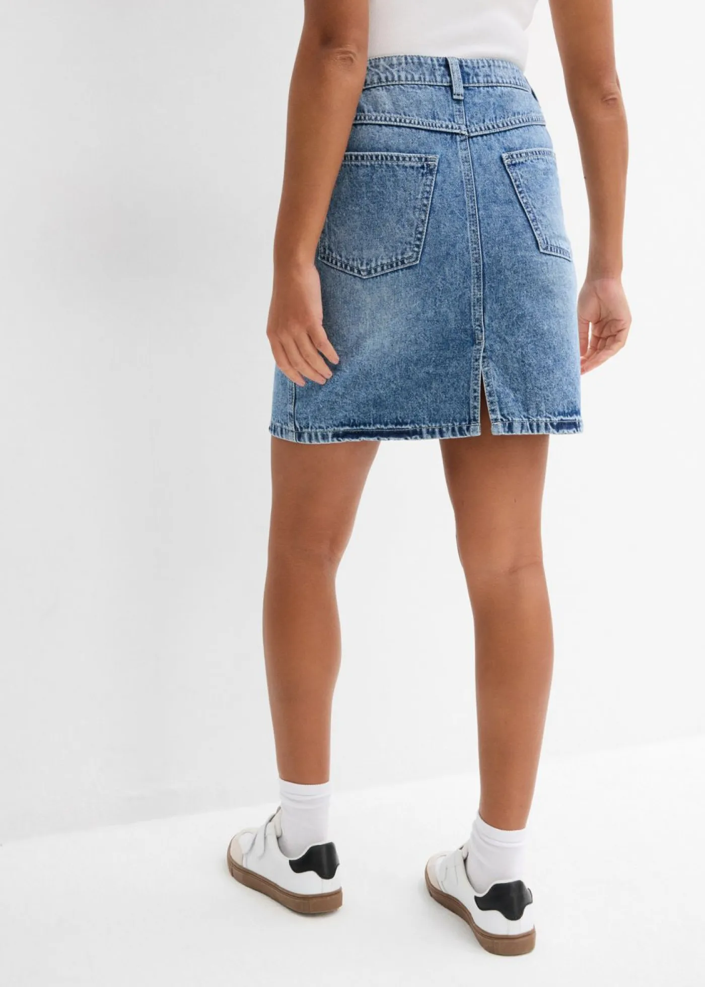 bonprix bonprix Faldas>Falda vaquera poco elástica de talle medio azul medio denim usado