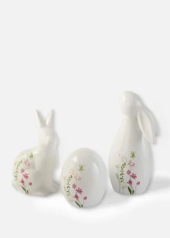 bonprix bonprix Figuras decorativas de conejitos y huevo con flores (3 piezas)