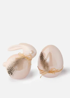 bonprix bonprix Muebles De Sala De Estar·Decoración|Decoración Barata>Figuras decorativas de conejito y huevo (2 piezas) Rosa claro