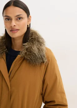 Mujer bonprix bonprix Gabardina acolchada con cuello desmontable de pelo