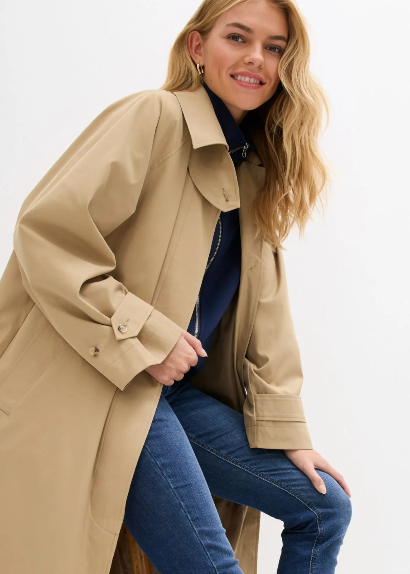 bonprix bonprix Esenciales|Chaquetas Y Abrigos>Gabardina con trabillas Marrón caqui