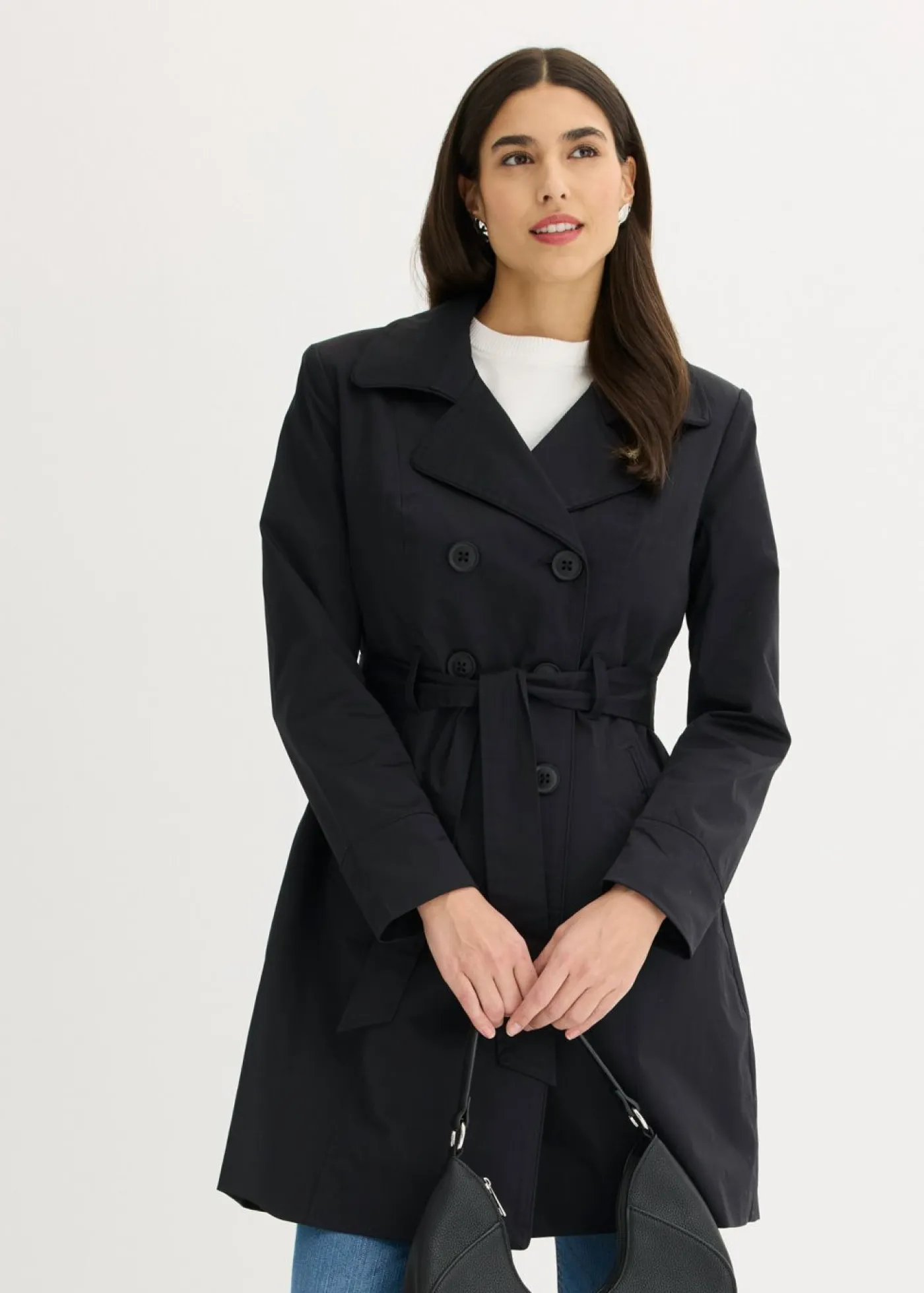 bonprix bonprix Chaquetas Y Abrigos>Gabardina de algodón Negro