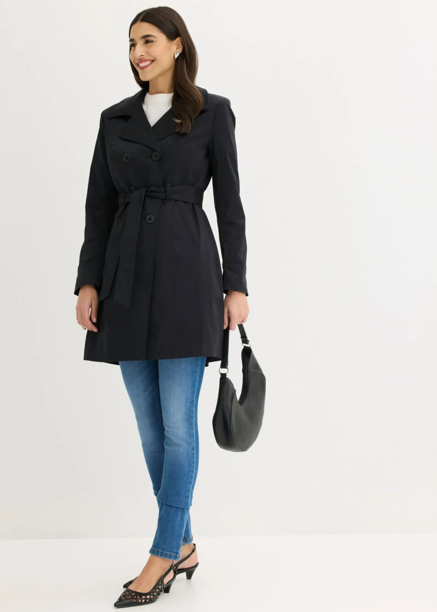 bonprix bonprix Chaquetas Y Abrigos>Gabardina de algodón Negro