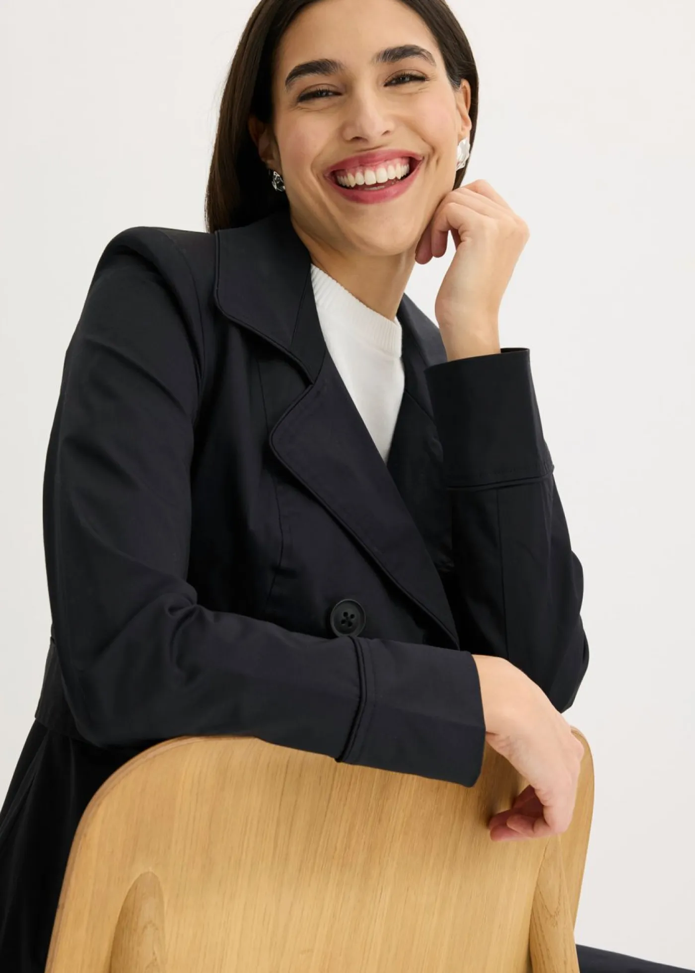 bonprix bonprix Chaquetas Y Abrigos>Gabardina de algodón Negro