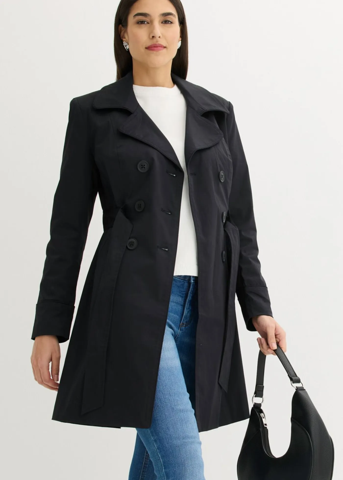 bonprix bonprix Chaquetas Y Abrigos>Gabardina de algodón Negro