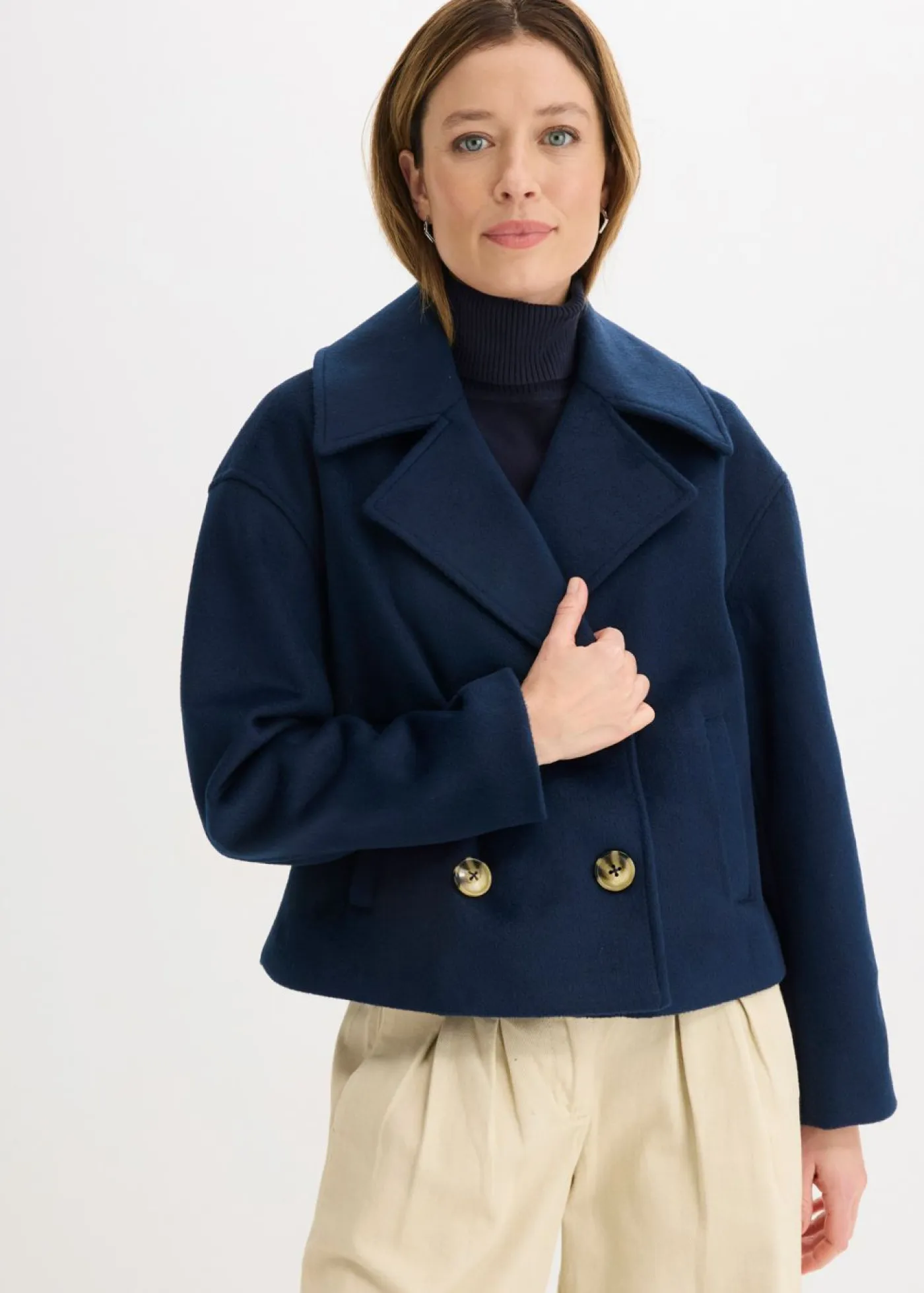 Mujer bonprix bonprix Gabardina holgada con aspecto de lana