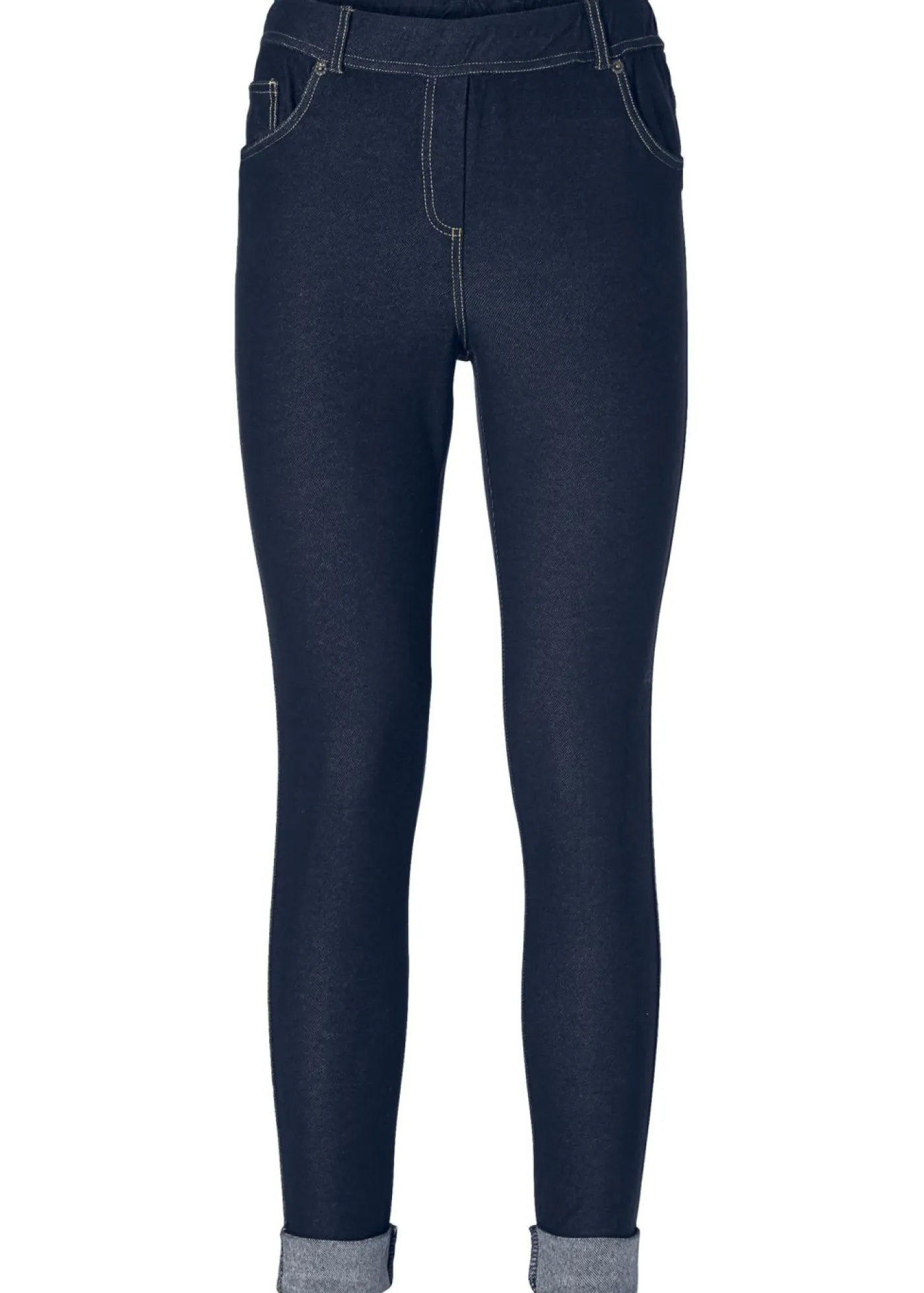 bonprix bonprix Pantalones>Jeggins con bajo vuelto azul lavado a la piedra