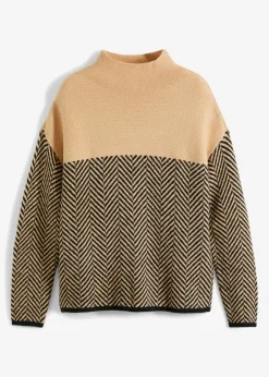 bonprix bonprix Jerséis|Ropa De Punto>Jersey Café con leche-negro de rayas