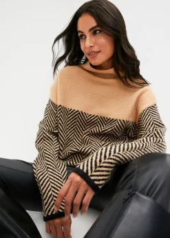 bonprix bonprix Jerséis|Ropa De Punto>Jersey Café con leche-negro de rayas