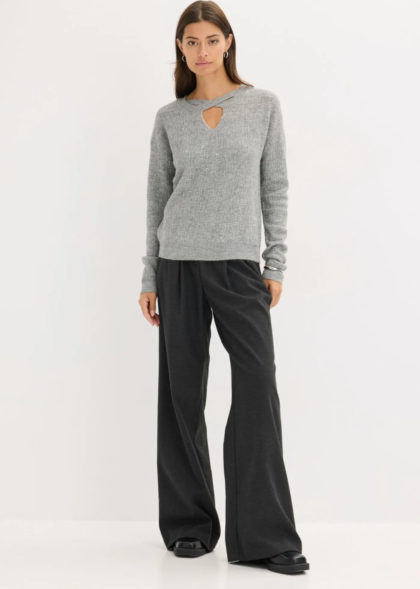 bonprix bonprix Jerséis|Ropa De Punto>Jersey gris jaspeado-plata moteado