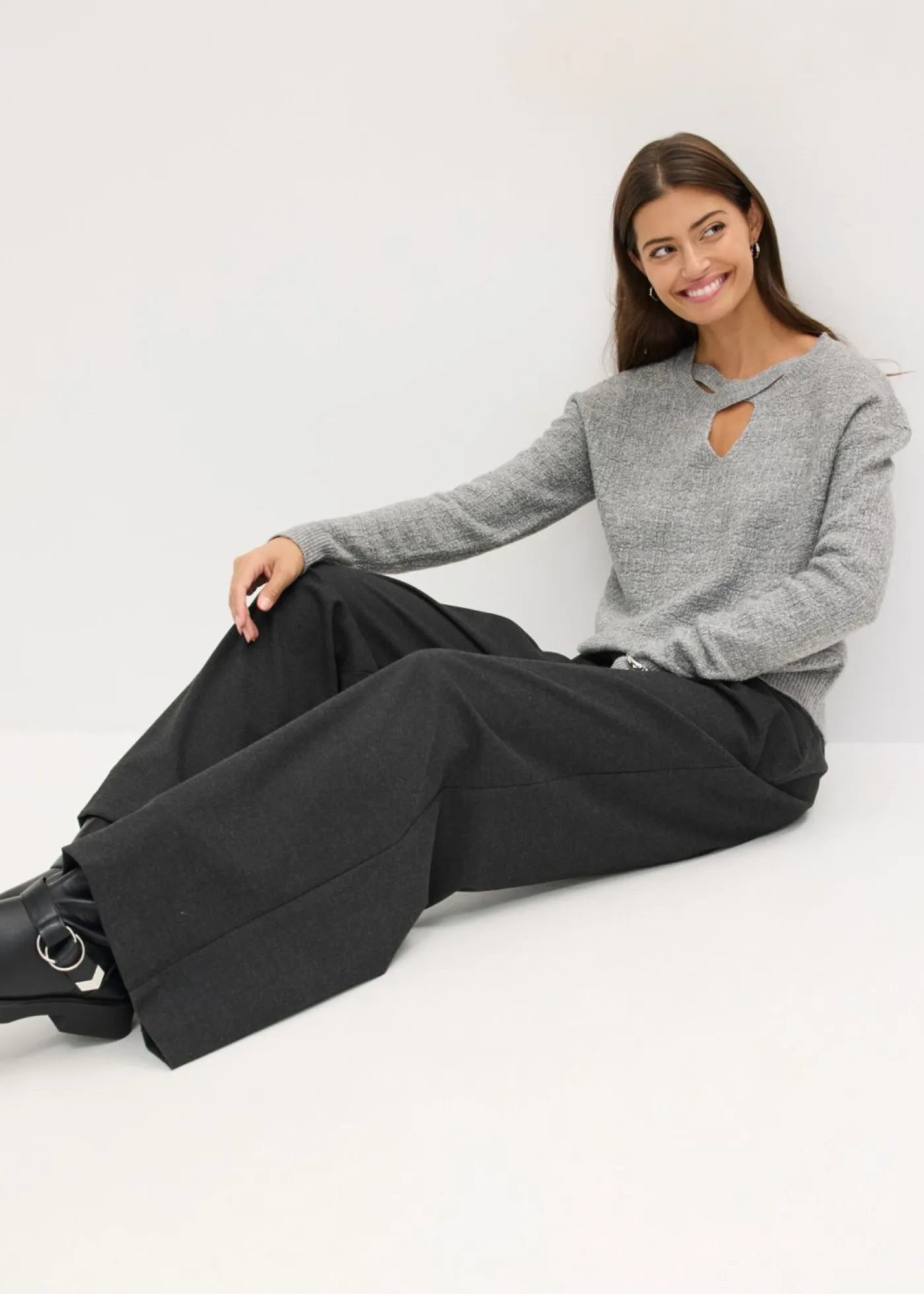 bonprix bonprix Jerséis|Ropa De Punto>Jersey gris jaspeado-plata moteado