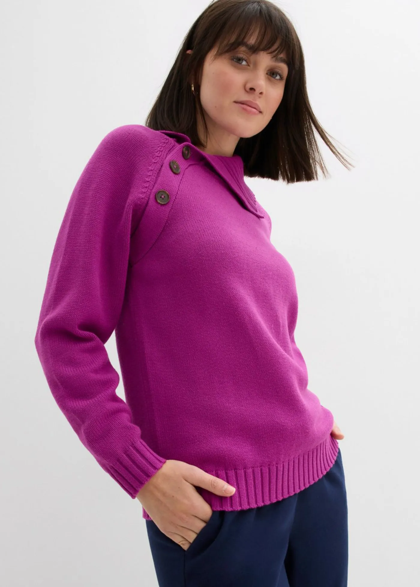 bonprix bonprix Jerséis|Ropa De Punto>Jersey asimétrico Fucsia oscuro