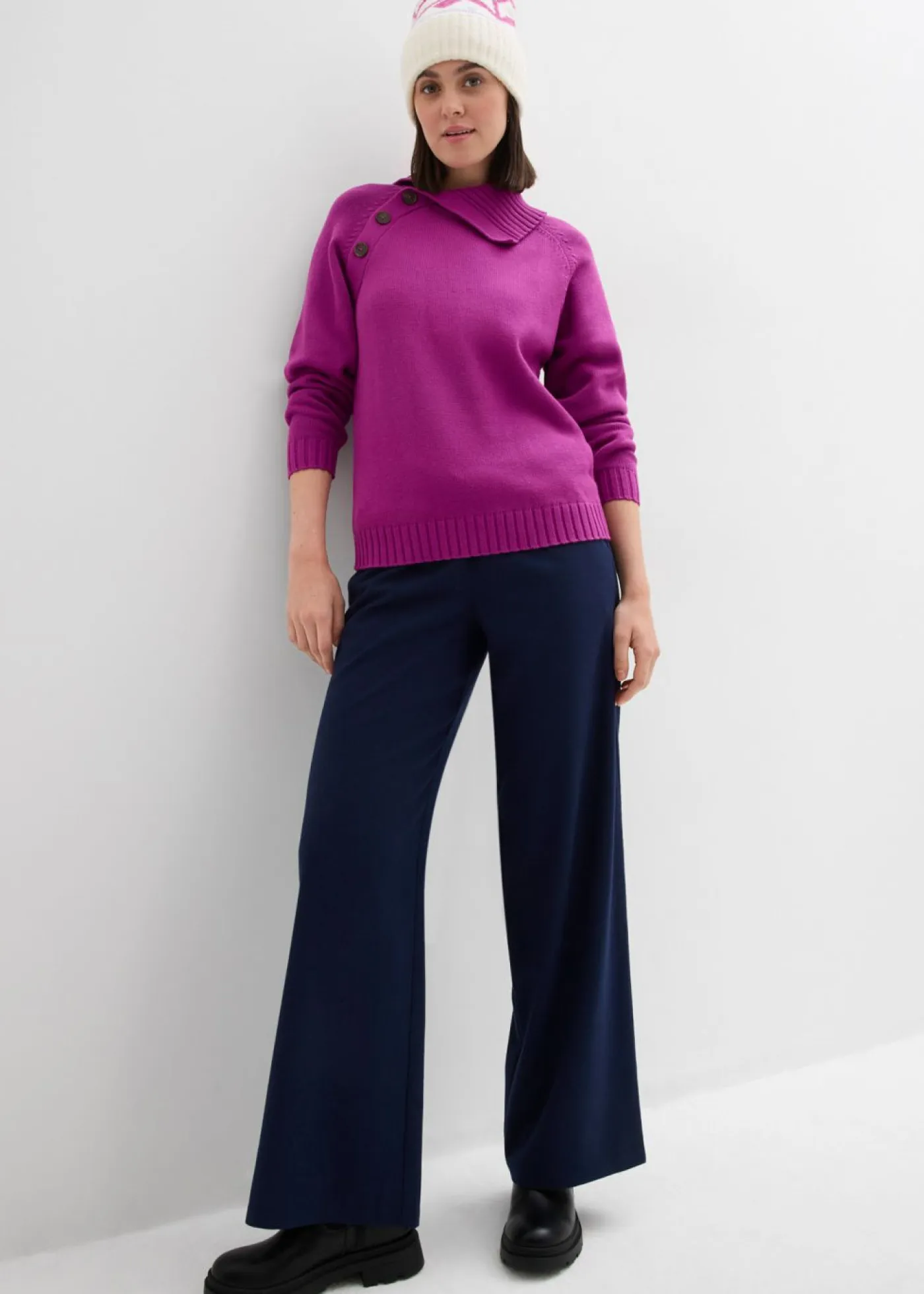 bonprix bonprix Jerséis|Ropa De Punto>Jersey asimétrico Fucsia oscuro