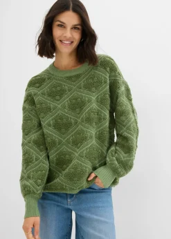 bonprix bonprix Jerséis|Ropa De Punto>Jersey boxy de punto Verde huerta-verde pino estampado
