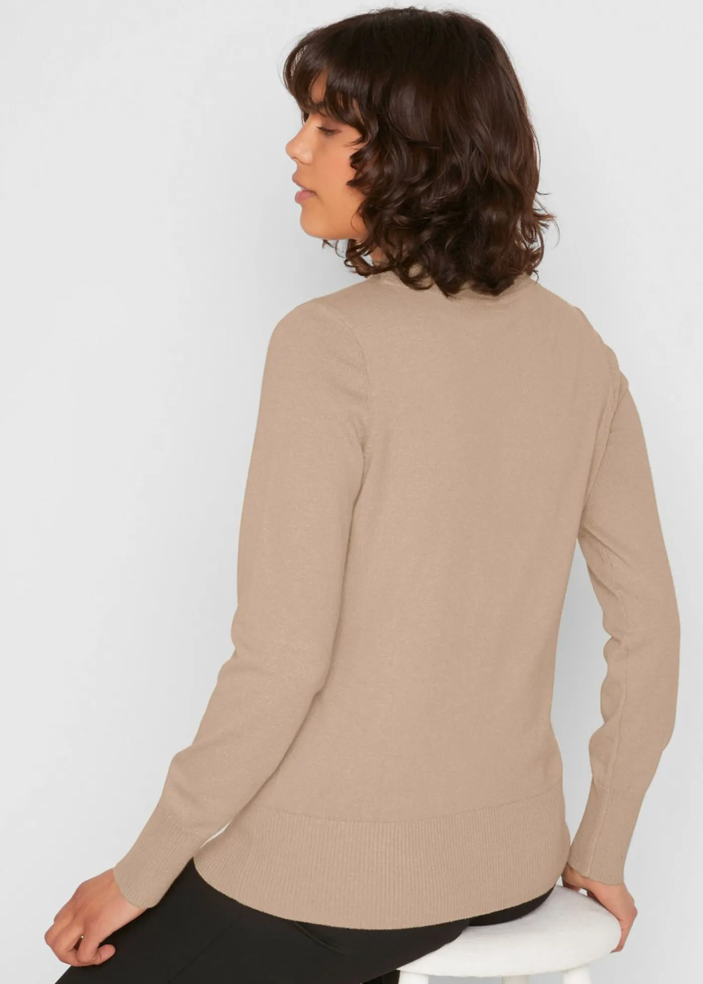 Mujer bonprix bonprix Jersey básico de punto fino con cuello alto y algodón reciclado