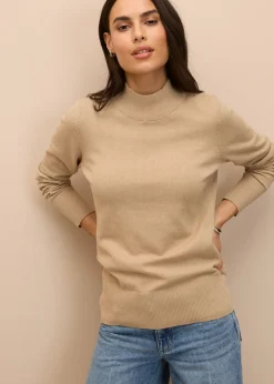 Mujer bonprix bonprix Jersey básico de punto fino con cuello alto y algodón reciclado