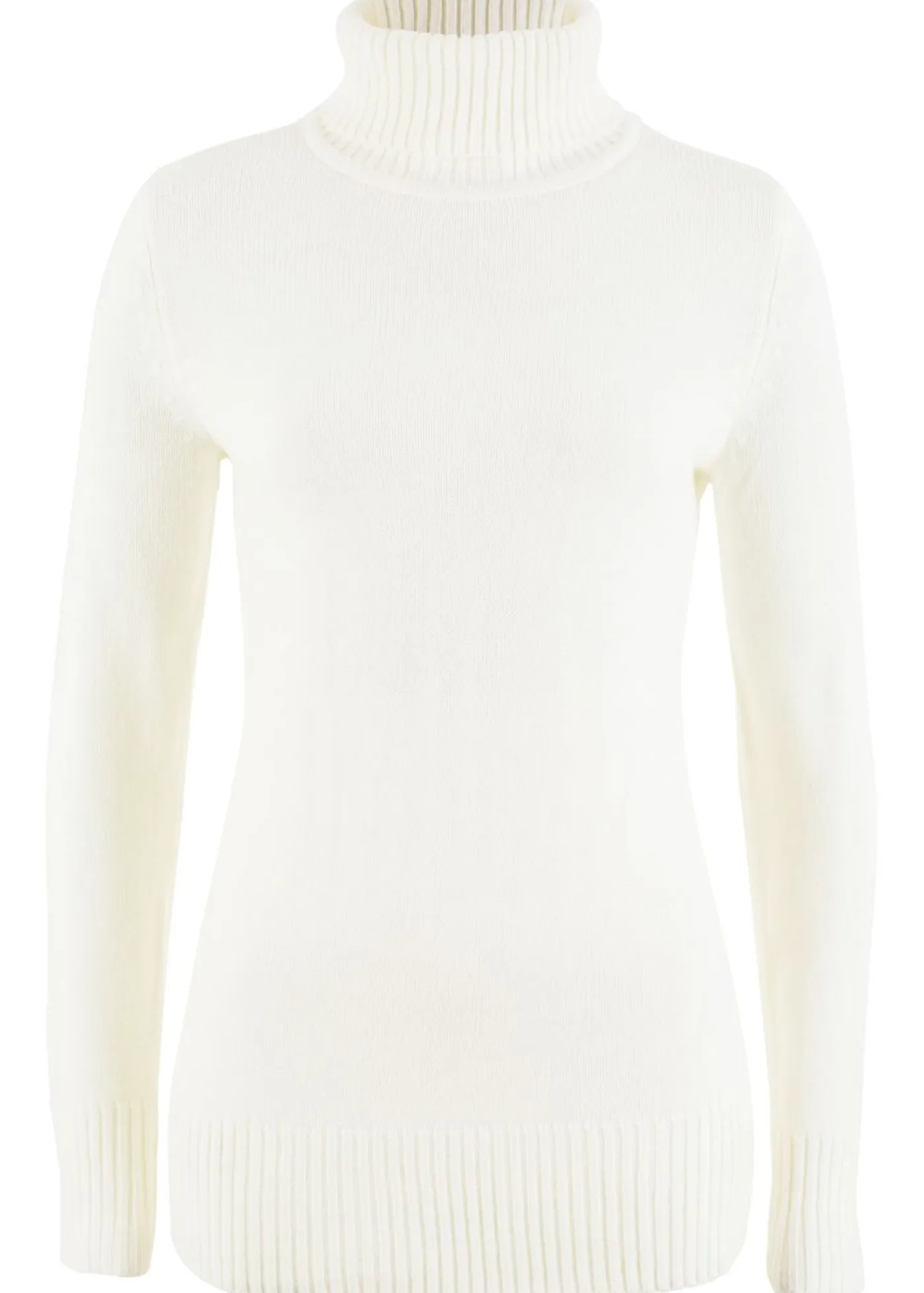 bonprix bonprix Básicos|Jerséis>Jersey básico de punto fino con cuello alto Blanco lana