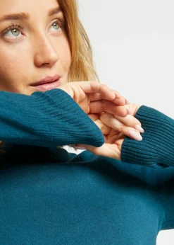 Mujer bonprix bonprix Jersey básico de punto fino con cuello alto y algodón reciclado