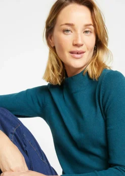 Mujer bonprix bonprix Jersey básico de punto fino con cuello alto y algodón reciclado