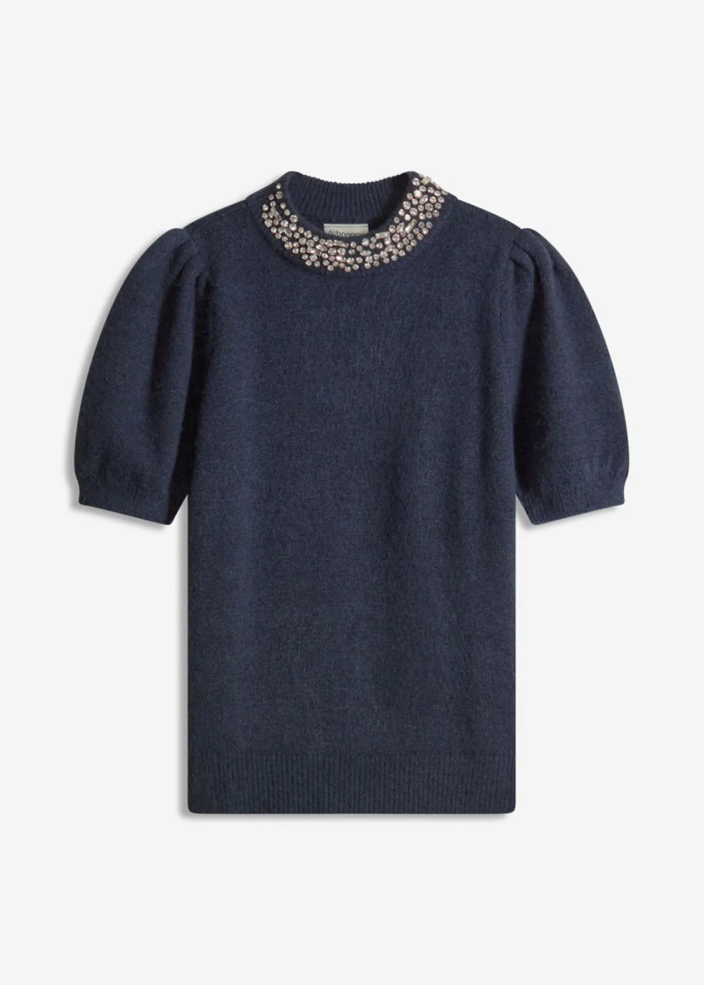 bonprix bonprix Jerséis|Ropa De Punto>Jersey con aplicación de piedras brillantes azul marino-azul oscuro moteado