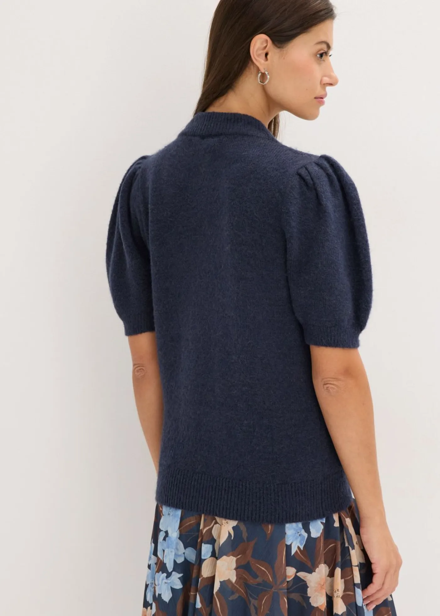 bonprix bonprix Jerséis|Ropa De Punto>Jersey con aplicación de piedras brillantes azul marino-azul oscuro moteado