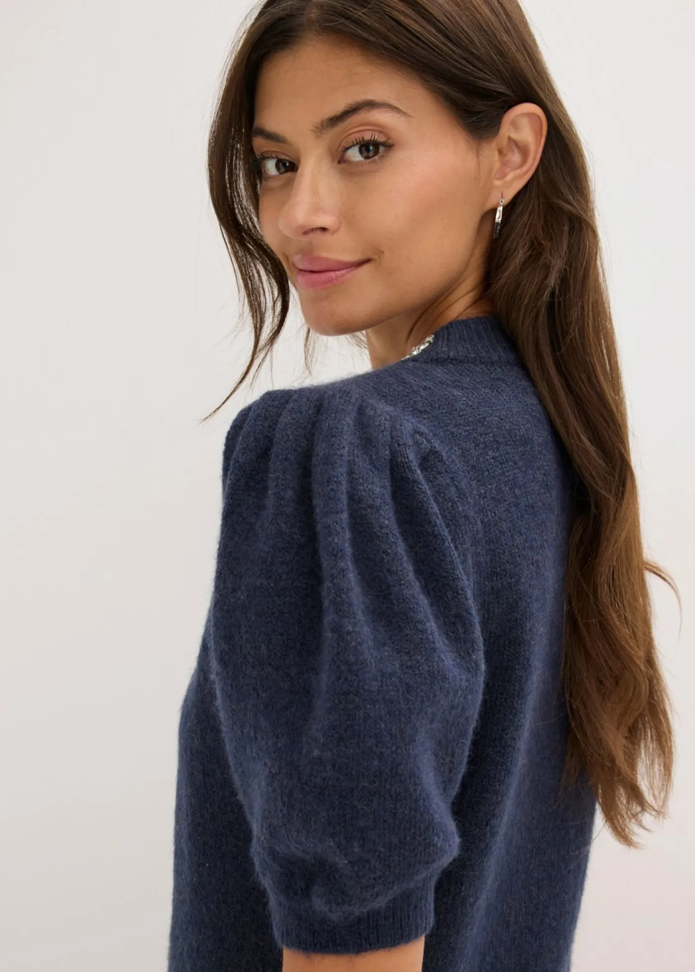 bonprix bonprix Jerséis|Ropa De Punto>Jersey con aplicación de piedras brillantes azul marino-azul oscuro moteado