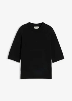 bonprix bonprix Premium|Jerséis>Jersey con contenido de seda Negro