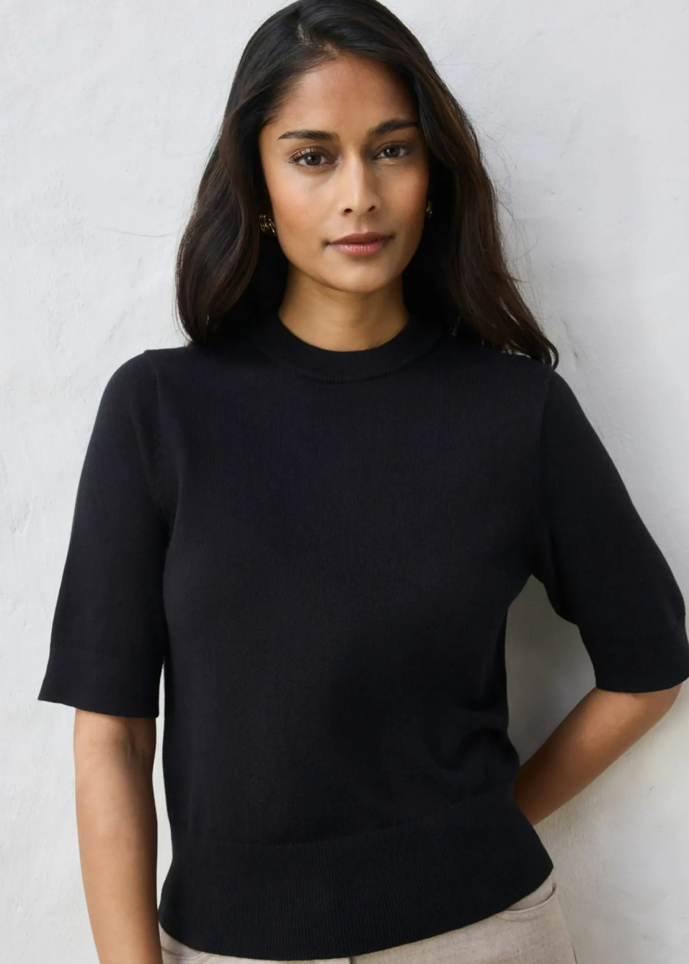 bonprix bonprix Premium|Jerséis>Jersey con contenido de seda Negro