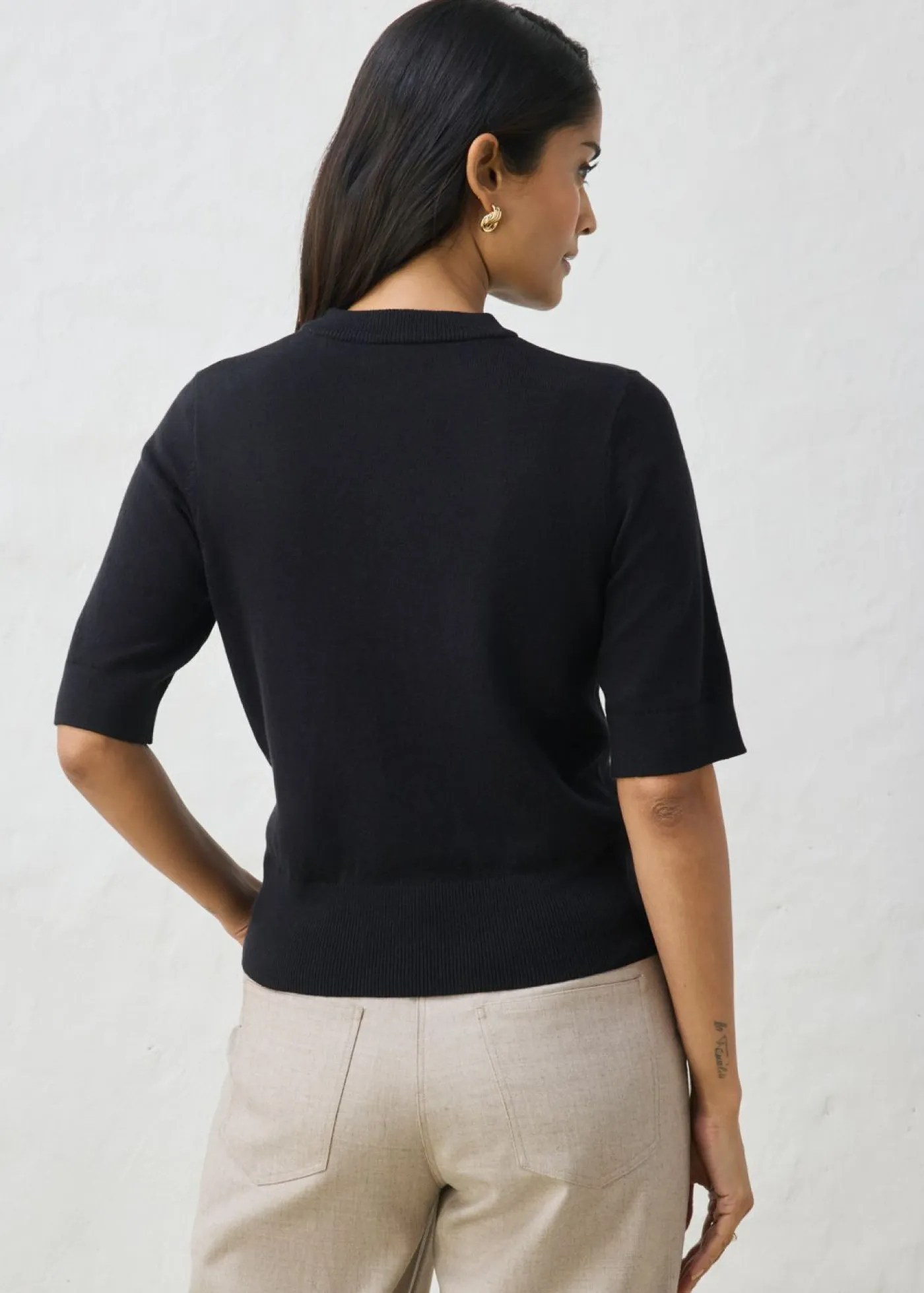 bonprix bonprix Premium|Jerséis>Jersey con contenido de seda Negro