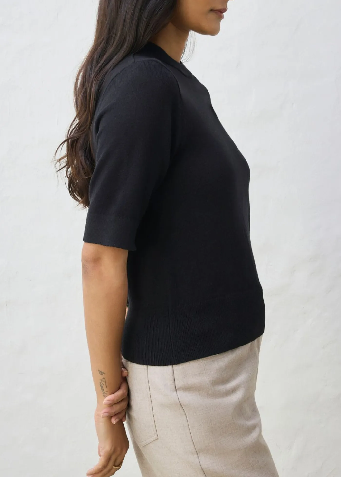 bonprix bonprix Premium|Jerséis>Jersey con contenido de seda Negro