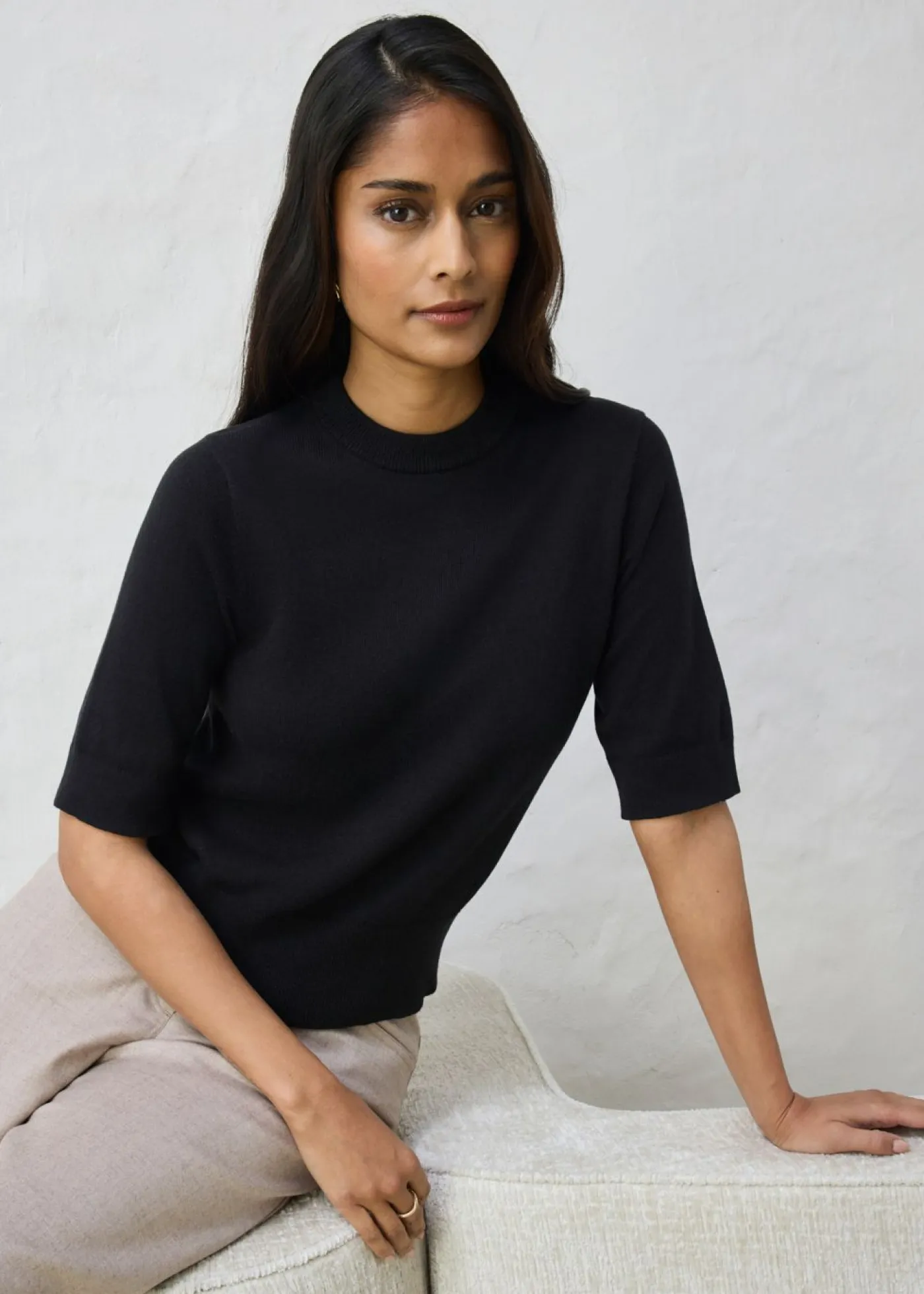 bonprix bonprix Premium|Jerséis>Jersey con contenido de seda Negro