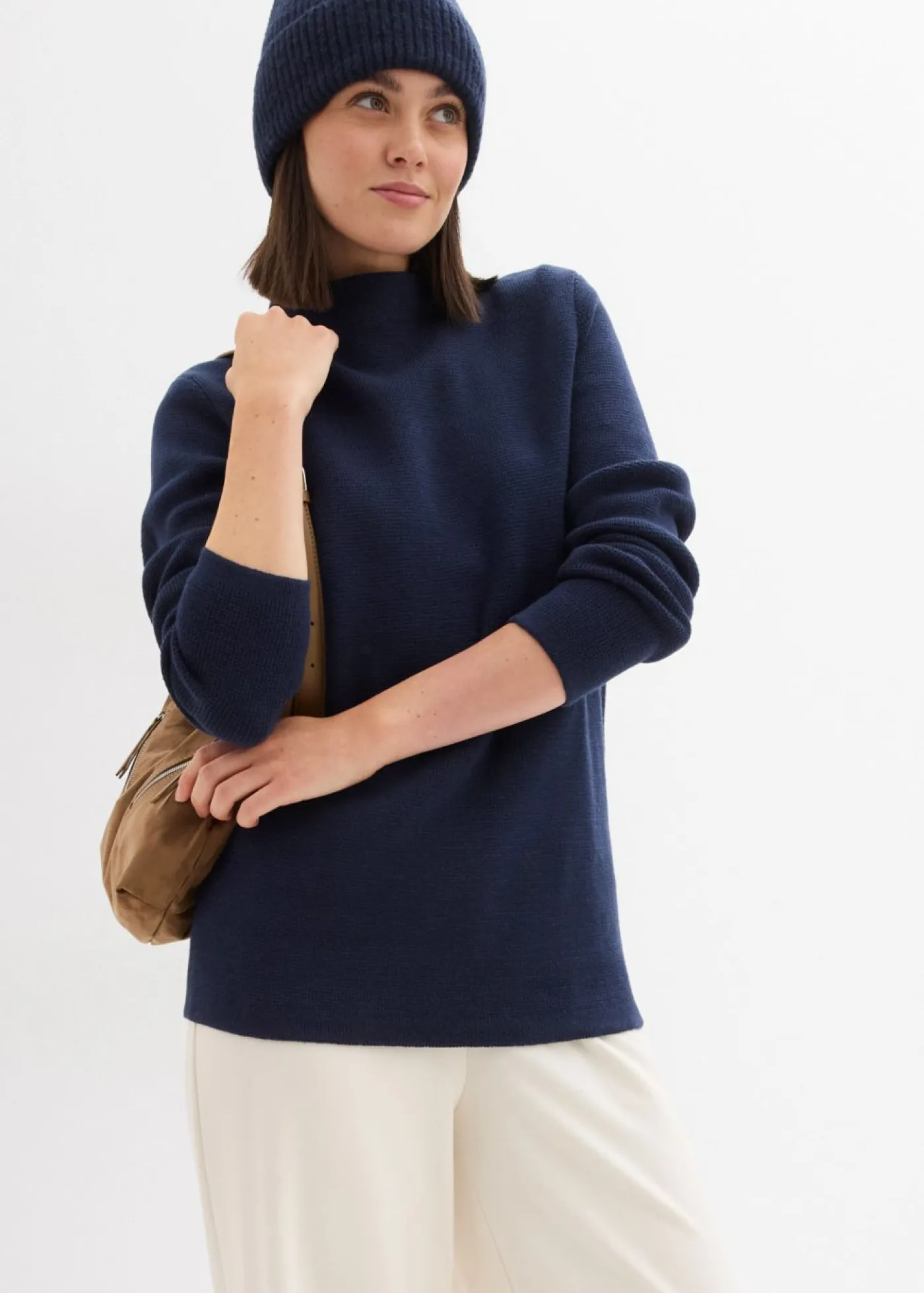 bonprix bonprix Básicos|Jerséis>Jersey con cuello alto Azul marino