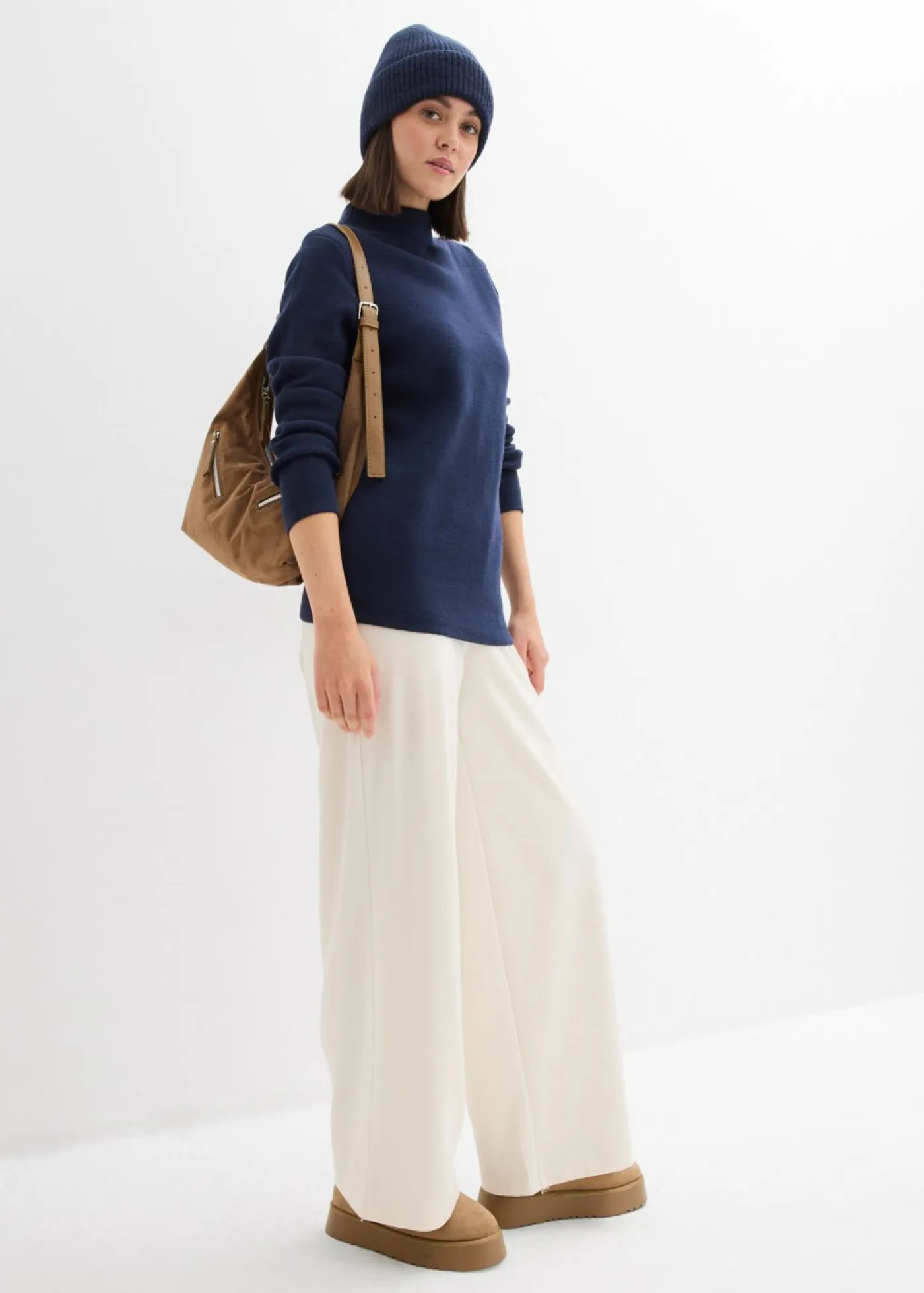 bonprix bonprix Básicos|Jerséis>Jersey con cuello alto Azul marino