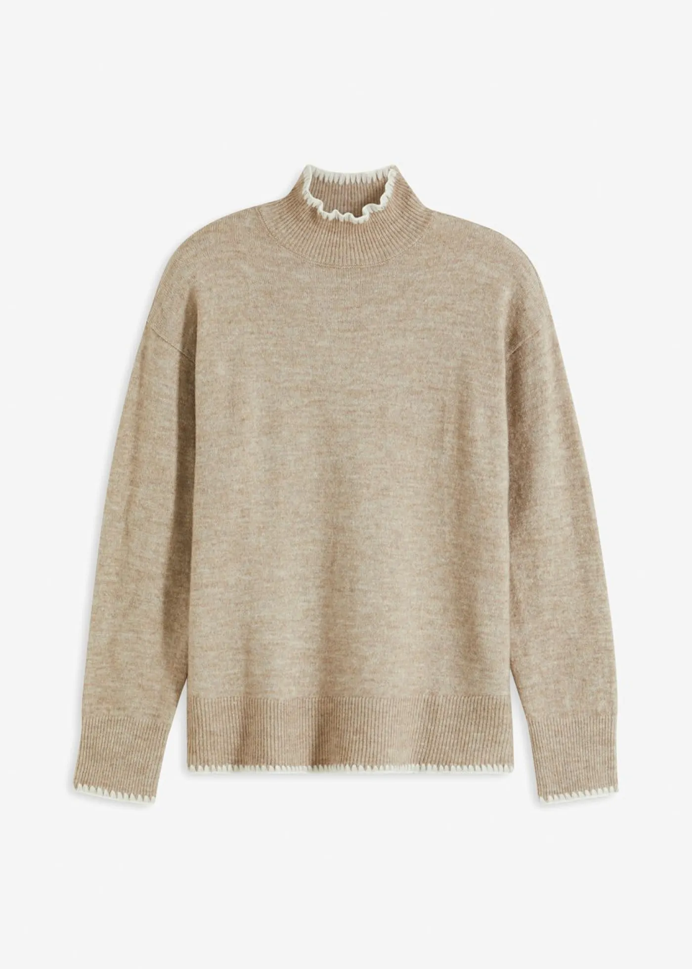 bonprix bonprix Jerséis|Ropa De Punto>Jersey con cuello alto Arena-blanco