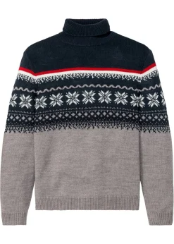 bonprix bonprix Jerséis Y Cárdigans>Jersey con cuello alto y patrón nórdico Gris jaspeado con patrón nórdico