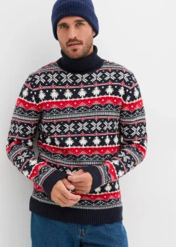 Hombre bonprix bonprix Jersey con cuello alto y patrón nórdico