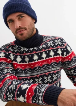 Hombre bonprix bonprix Jersey con cuello alto y patrón nórdico