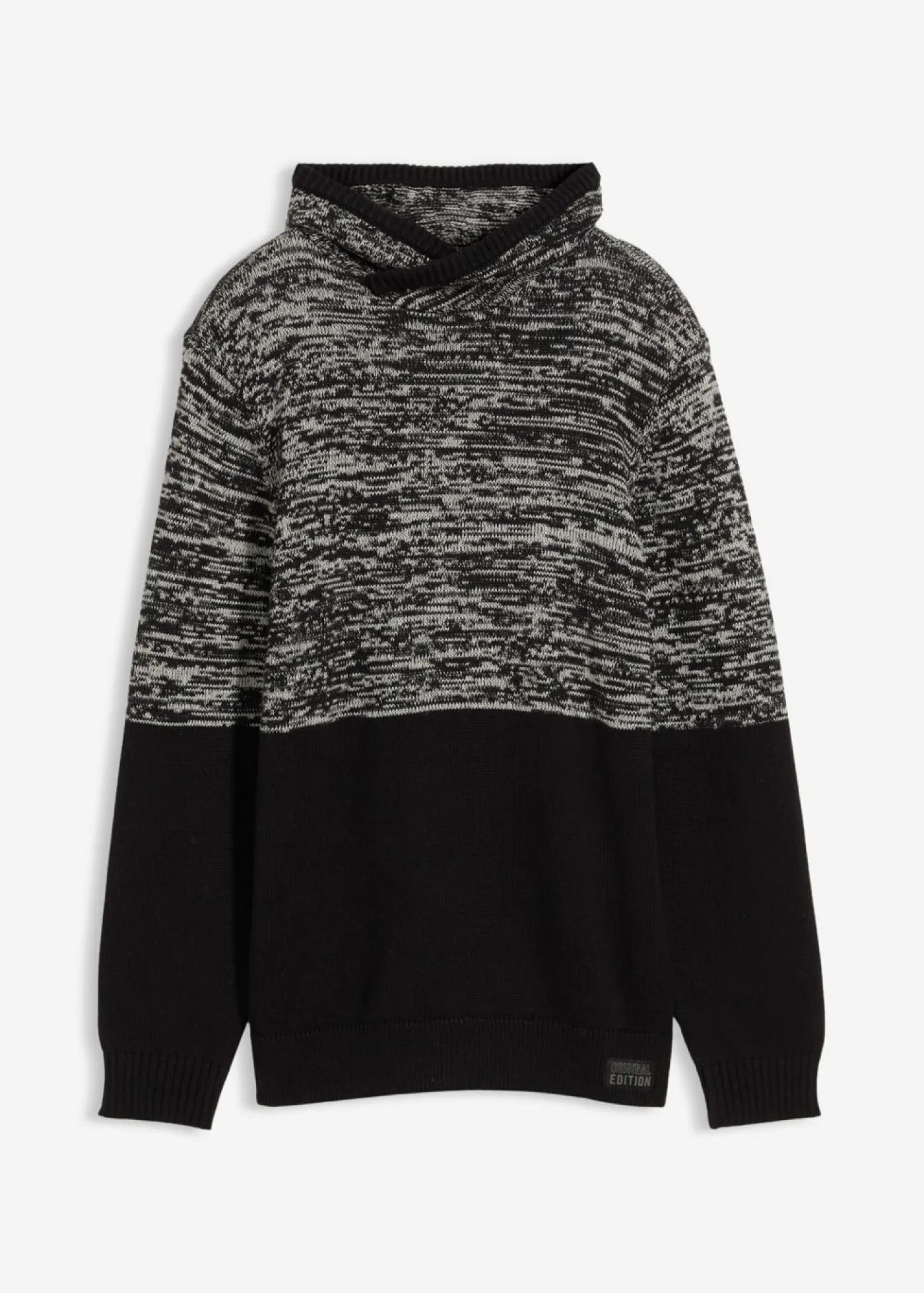 bonprix bonprix Ropa 9 A 16 Años·Sudaderas Y Jerséis>Jersey con cuello tipo chal Negro-gris jaspeado