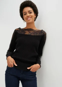 Mujer bonprix bonprix Jersey con encaje