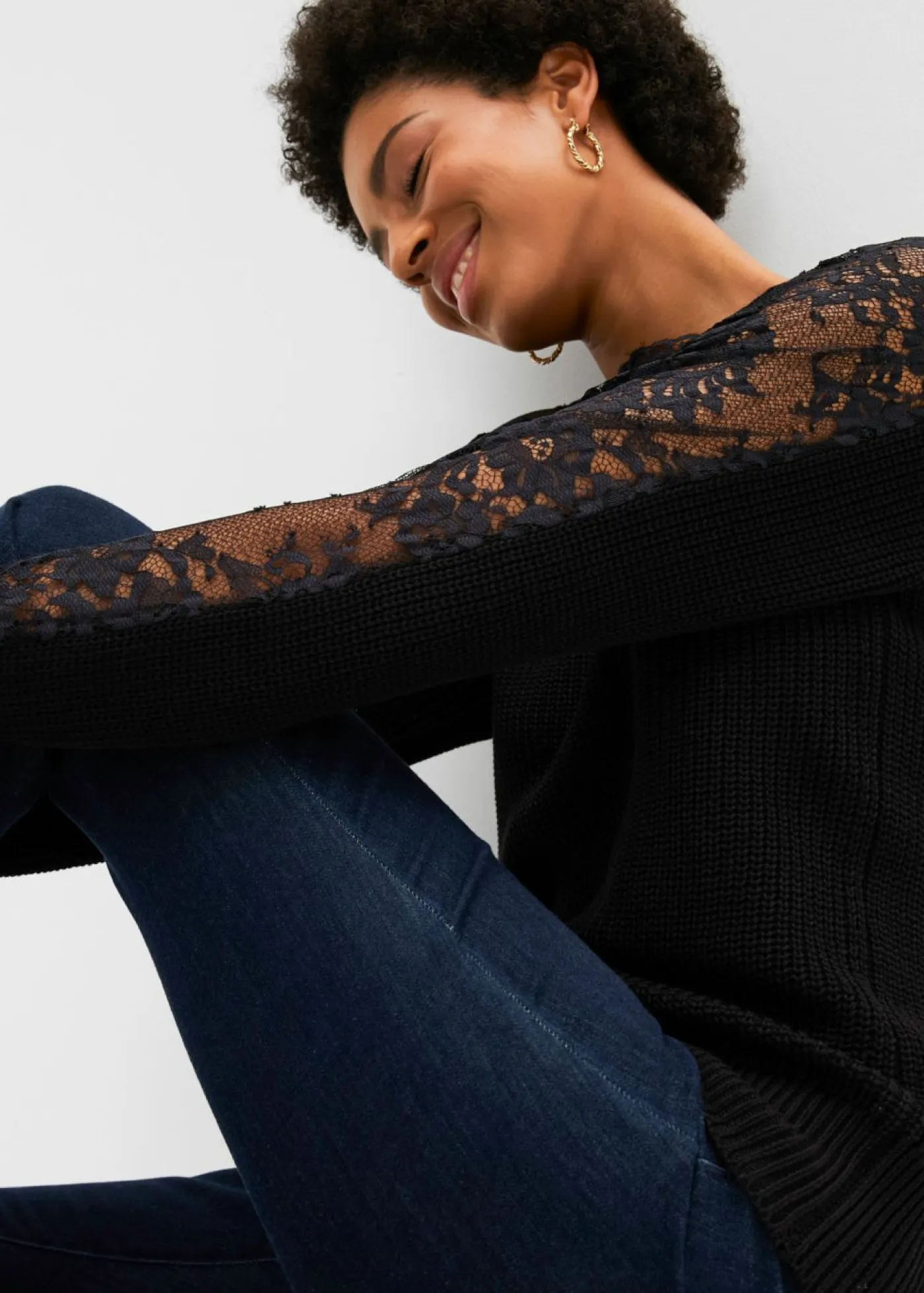 Mujer bonprix bonprix Jersey con encaje