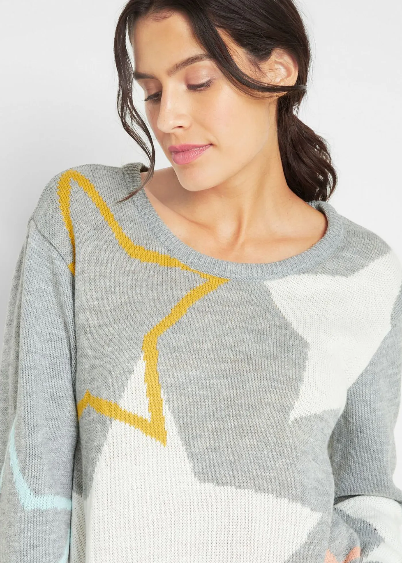 bonprix bonprix Jerséis|Ropa De Punto>Jersey con estrellas Gris claro moteado