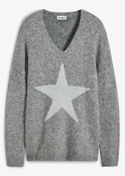 bonprix bonprix Jerséis|Ropa De Punto>Jersey con estrellas Gris jaspeado
