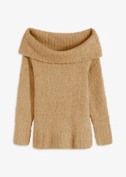 bonprix bonprix Jerséis>Jersey con hombros al descubierto Café con leche