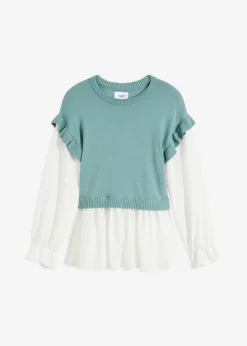 Mujer bonprix bonprix Jersey con inserto de blusa