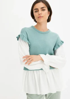 Mujer bonprix bonprix Jersey con inserto de blusa