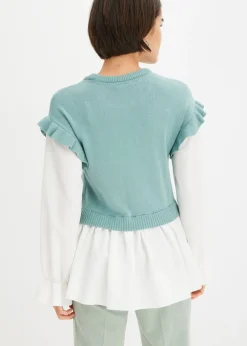 Mujer bonprix bonprix Jersey con inserto de blusa