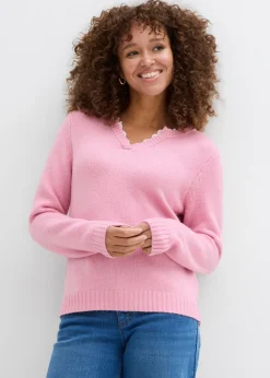 Mujer bonprix bonprix Jersey con inserto de encaje