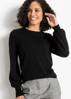 bonprix bonprix Jerséis|Ropa De Punto>Jersey con mangas abullonadas Negro